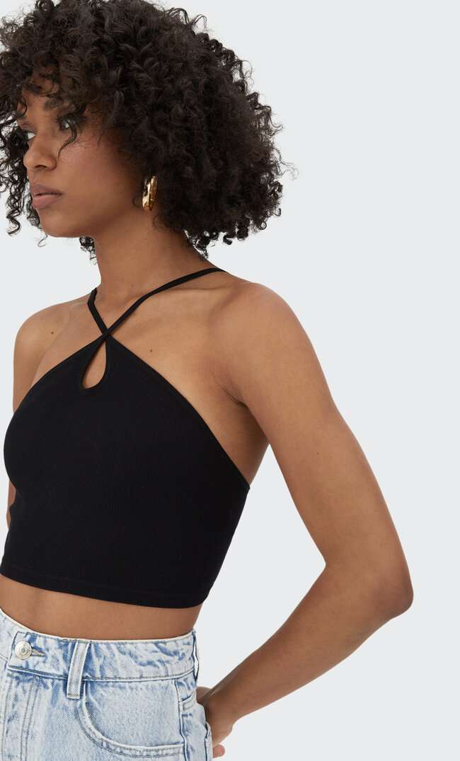 Stradivarius Top Seamless Mit Cut-Outs Schwarz M