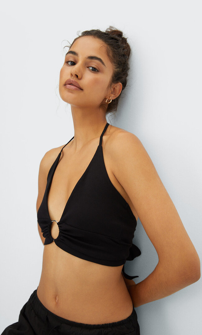 

Stradivarius Top À Bretelles Anneau Col En V Noir Xl