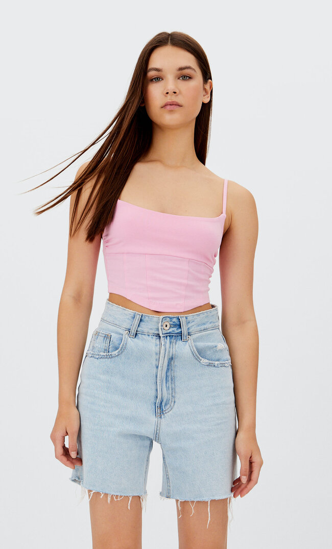 

Stradivarius Top À Bretelles Tiges Rose Bonbon M