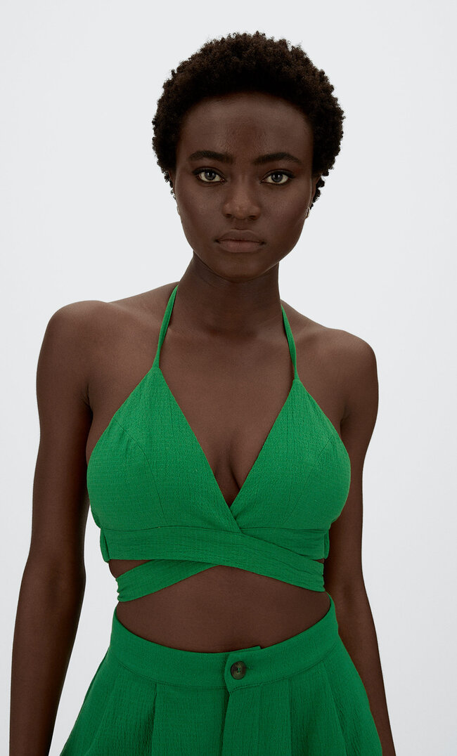 

Stradivarius Bralette In Wickeloptik Grün L