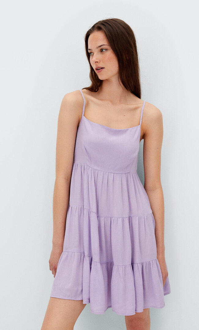 

Stradivarius Robe Courte À Bretelles Mauve M
