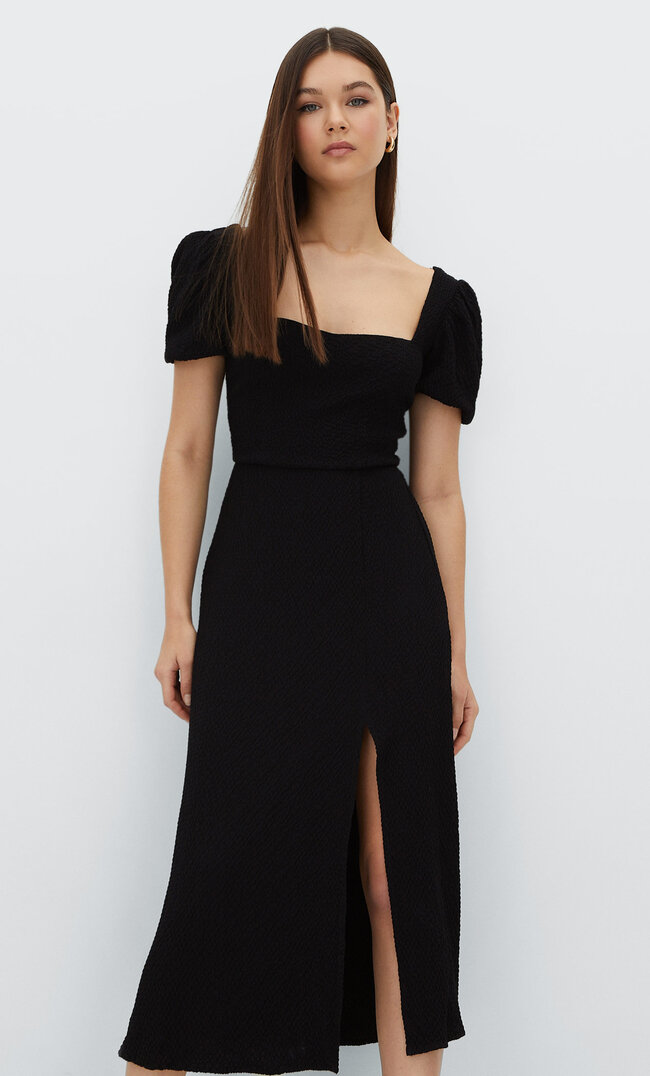 

Stradivarius Robe Midi Nœud Dans Le Dos Noir M