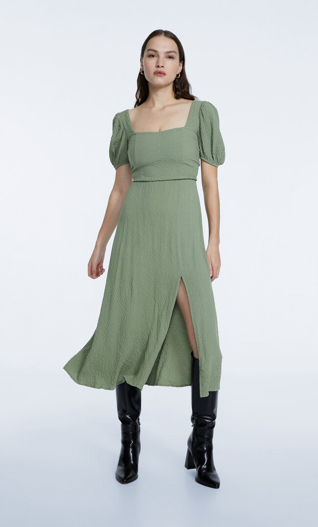 

Stradivarius Midikleid Mit Schleife Am Rücken Khaki L