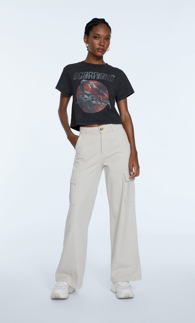 

Stradivarius Pantalon Cargo Jambe Large Pierre 32