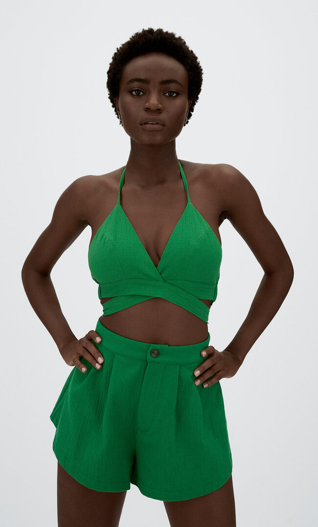 Stradivarius Short Fluide Vert S