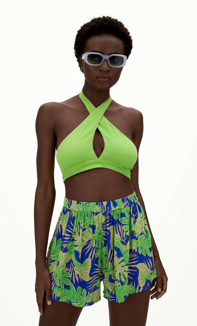 

Stradivarius Fließende Shorts Mit Print Blau S