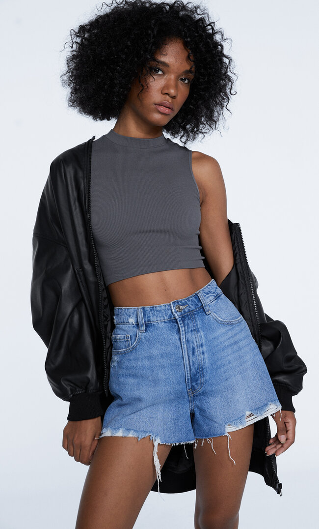 

Stradivarius Short En Jean Taille Haute Denim Bleu Clair Moyen 40