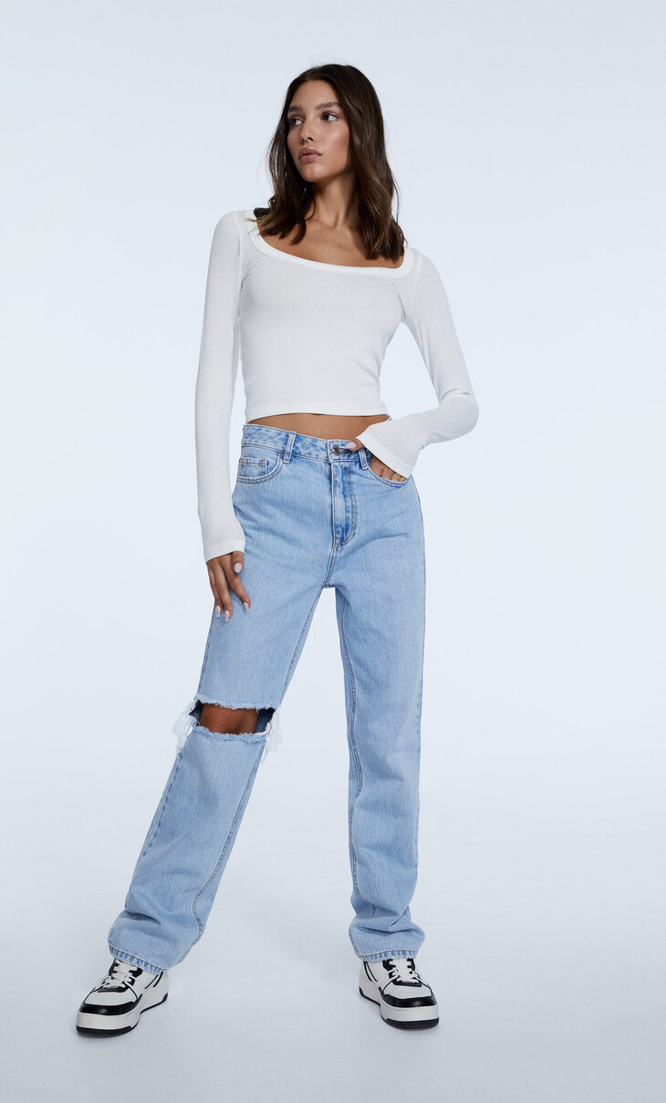 Straight fit jeans i vintage-stil