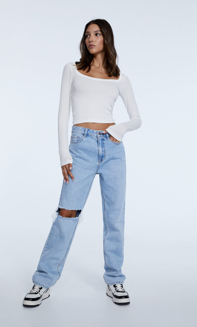 

Stradivarius Jeansy Straight Fit Vintage Denimowy Średni Light Blue 36