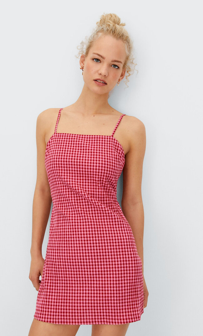 

Stradivarius Robe Courte Carreaux Vichy Fuchsia M