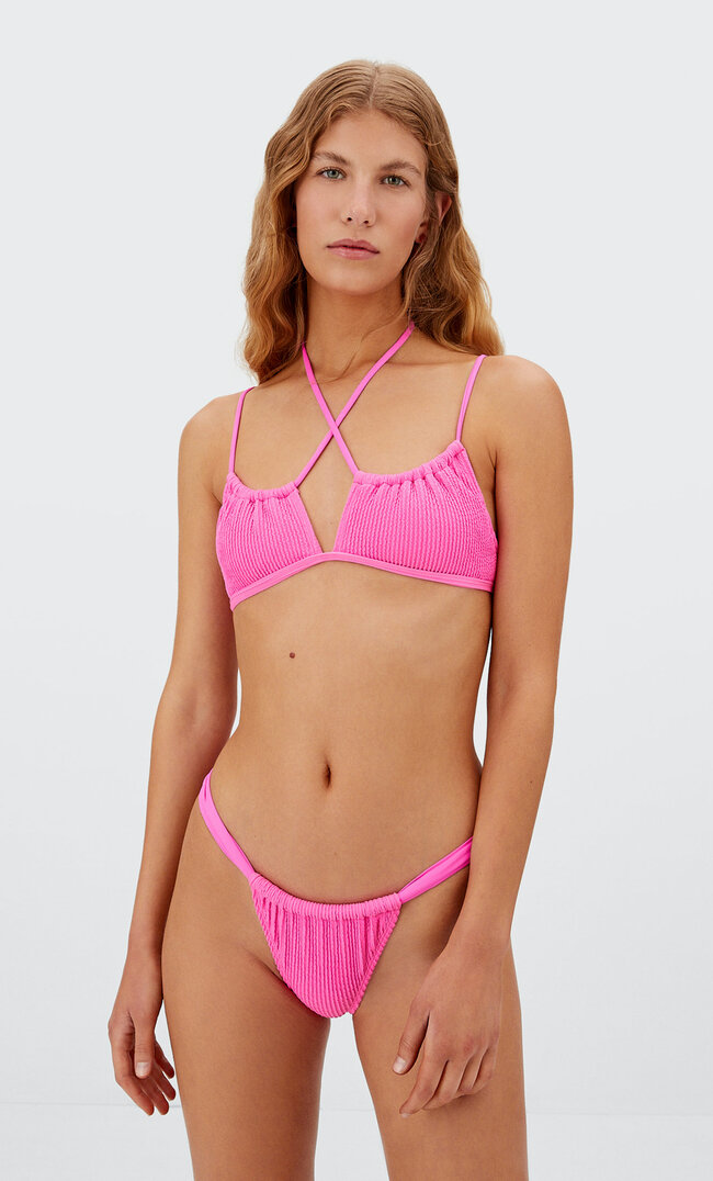 

Stradivarius Bas De Bikini Tanga Fuchsia Xl