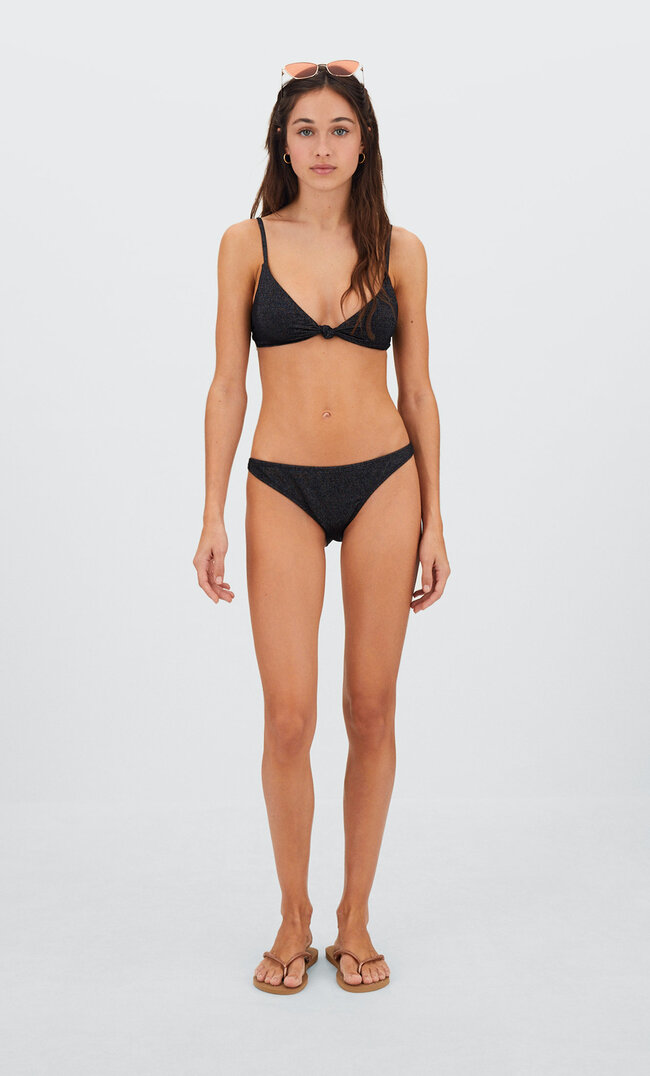 

Stradivarius Bas De Bikini Fil Métallisé Noir L