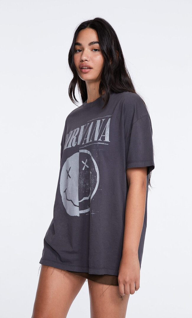 

Stradivarius Koszulka Z Nirvaną Szary Xl