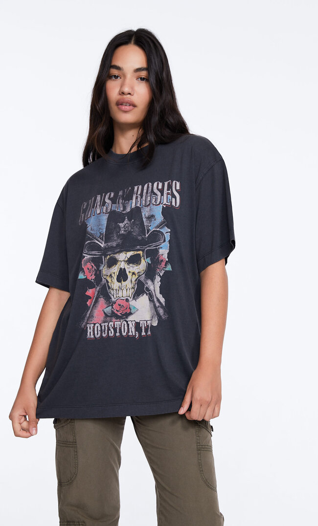 

Stradivarius Shirt Mit Guns N' Roses-Lizenz Grau S