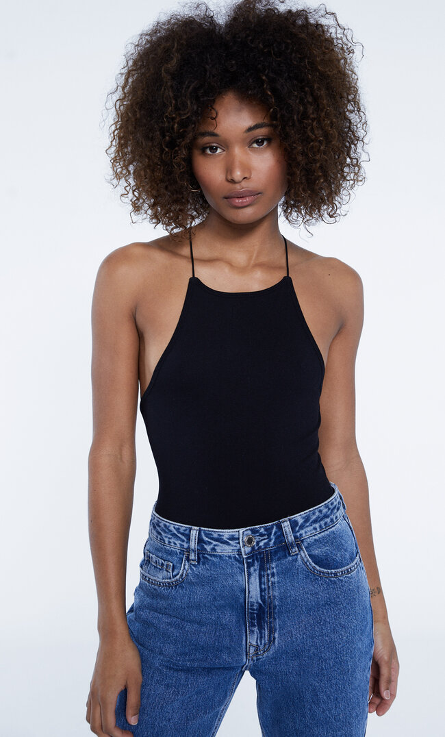 Stradivarius Body Seamless Dos Fantaisie Noir Xl