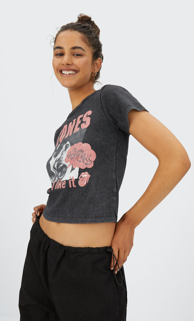 

Stradivarius Shirt Rolling Stones Schwarz M