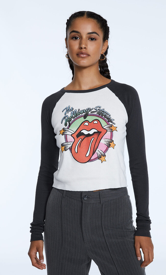 

Stradivarius Shirt Mit Rolling Stones-Lizenz Ecru M