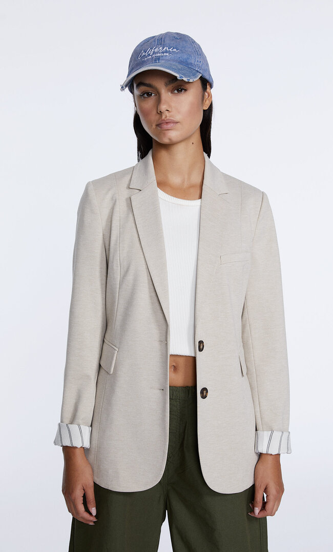 

Stradivarius Strickblazer Ecru L
