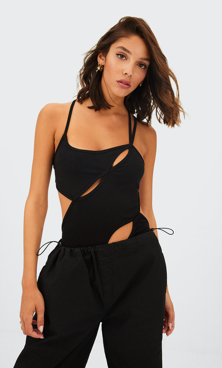 Strappy bodysuit with cut-out detail