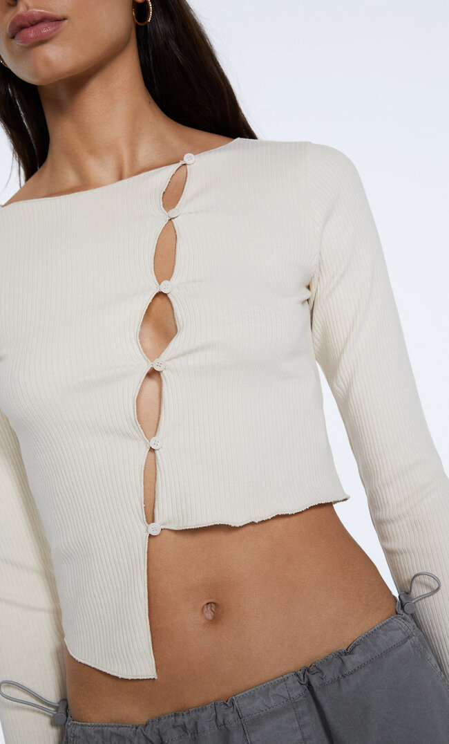 

Stradivarius Bluzka Z Wycięciami I Guzikami Szary Xl