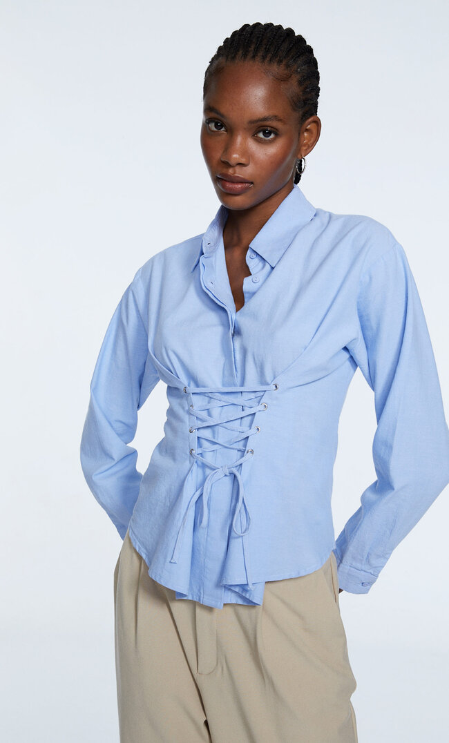 

Stradivarius Chemise Lacée Bleu Xl