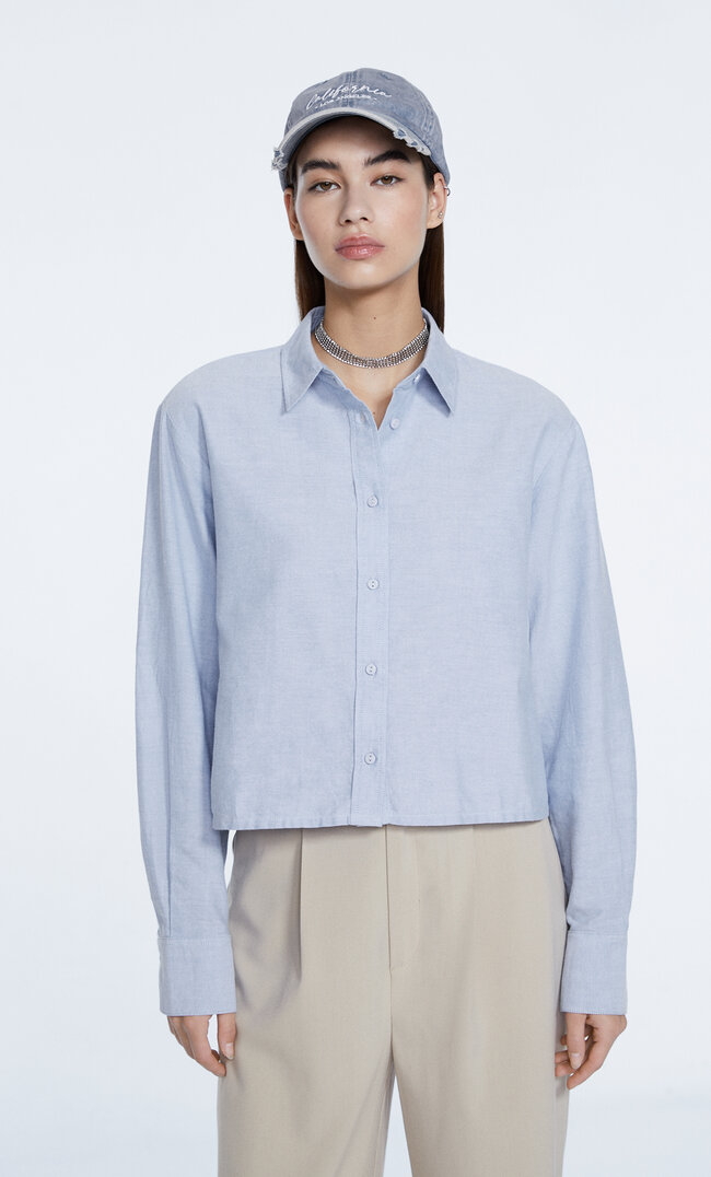 

Stradivarius Kurzes Oxfordhemd Himmelblau Xl
