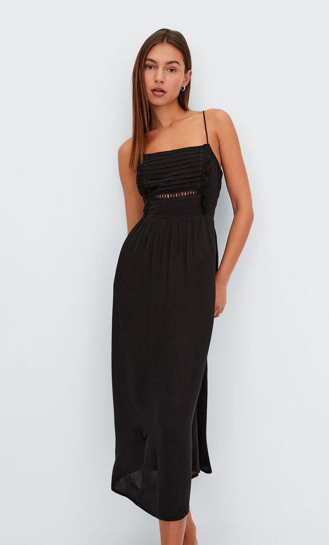 

Stradivarius Robe Midi Dos Fantaisie Noir S