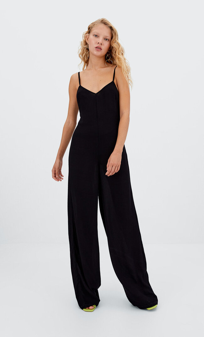 Stradivarius Combi-Pantalon Dos Croisé Noir Xl