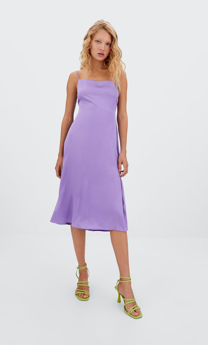 Satin midi dress with cut-out detail