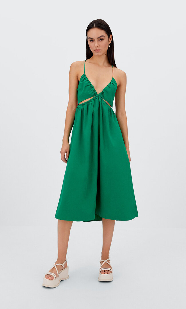 

Stradivarius Rückenfreies Kleid Mit Cut-Outs Flaschengrün Xs