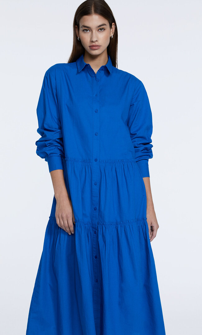 

Stradivarius Midi-Hemdkleid Aus Popelin Blau Xs
