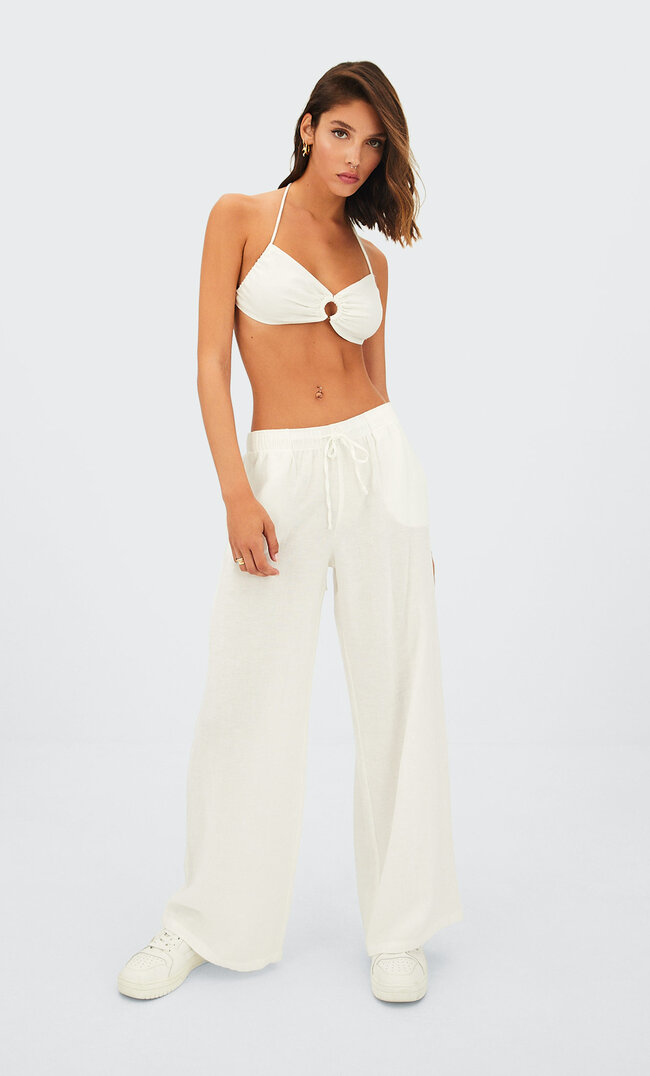 

Stradivarius Basic-Hose Aus Leinen Ecru Xl