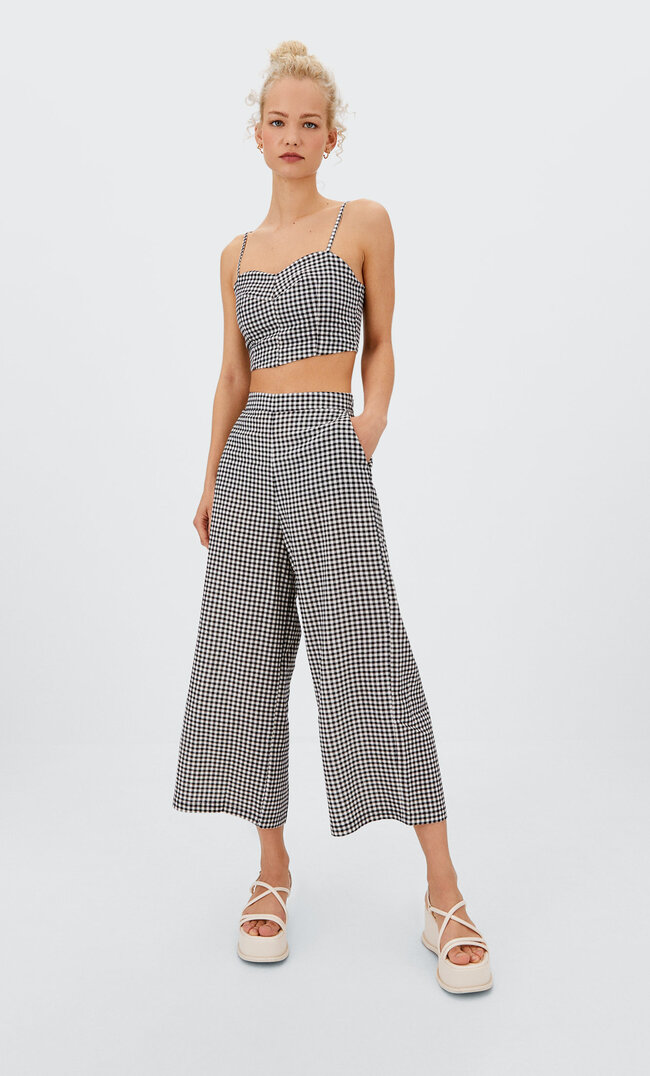 

Stradivarius Jupe-Culotte Carreaux Vichy Noir M