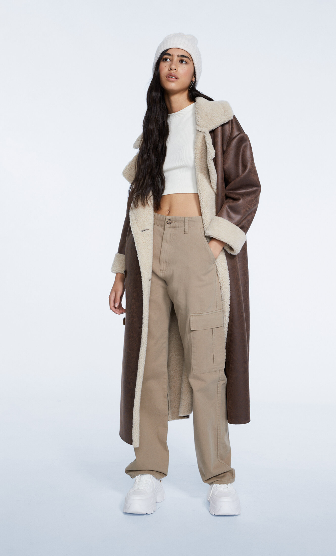 womens cargo pants beige