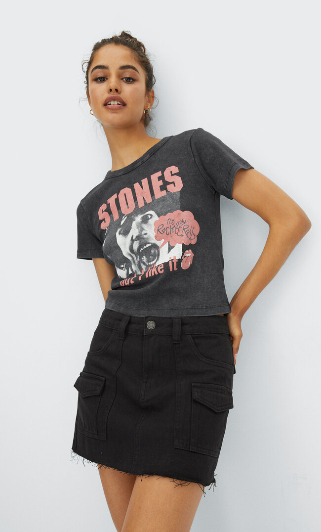 

Stradivarius Jupe Sergée Cargo Noir Xl