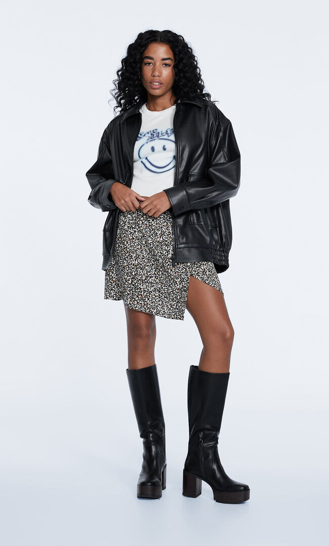 

Stradivarius Wickelrock Mit Print Schwarz S