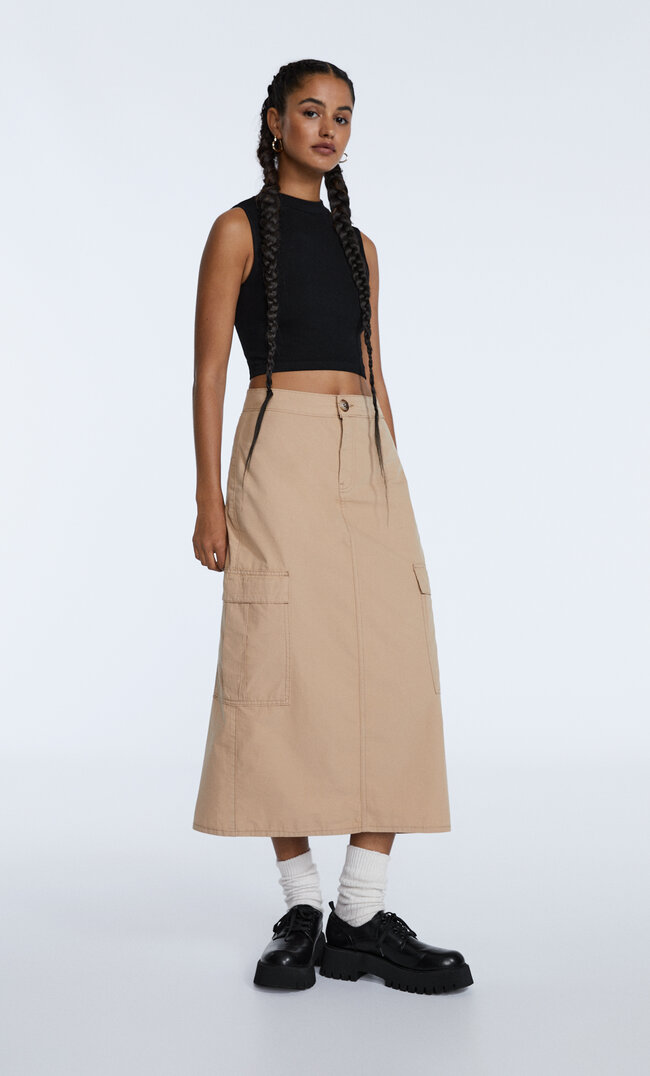 

Stradivarius Midi-Cargorock Steingrau L