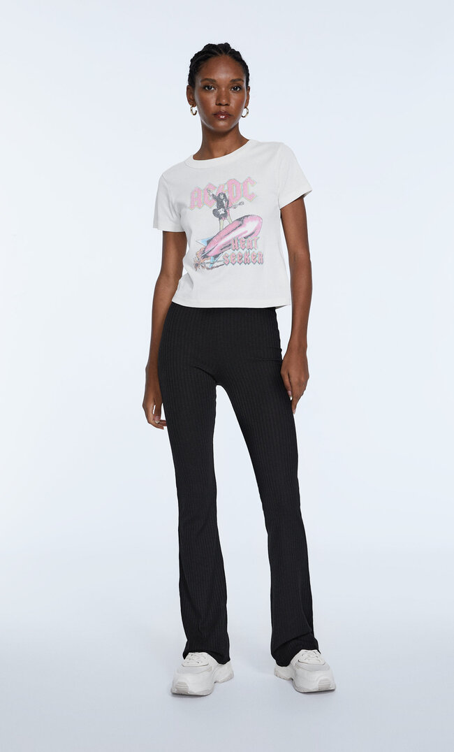 

Stradivarius Pantalon Flare Côtelé Noir Xs