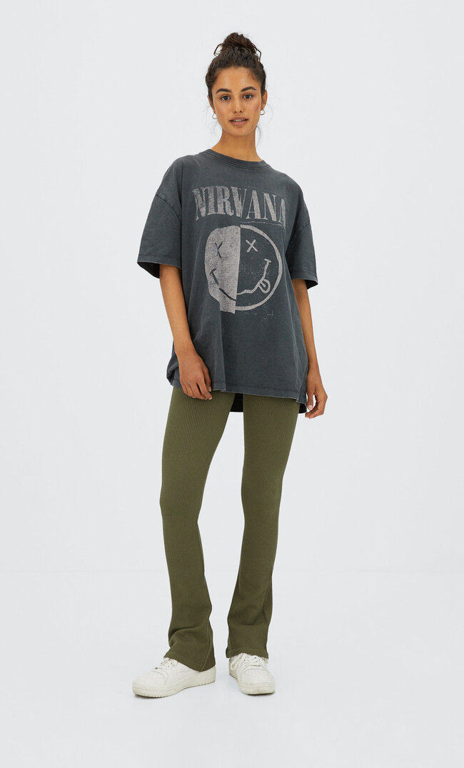Stradivarius Leggings Flare Sans Coutures Kaki S