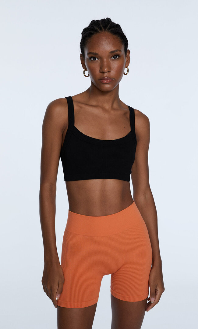 

Stradivarius Nahtlose Leggins Mit Hohem Bund Orange Xs