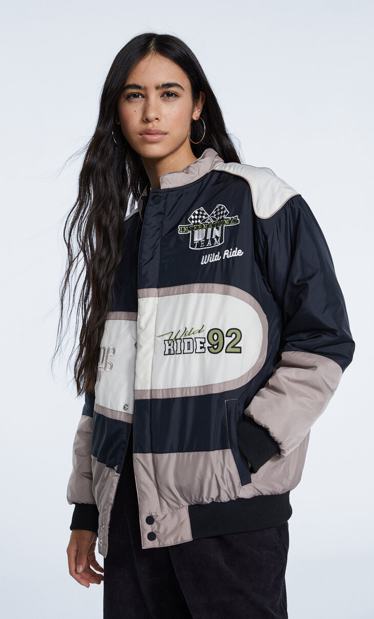 Racing jacket with patches