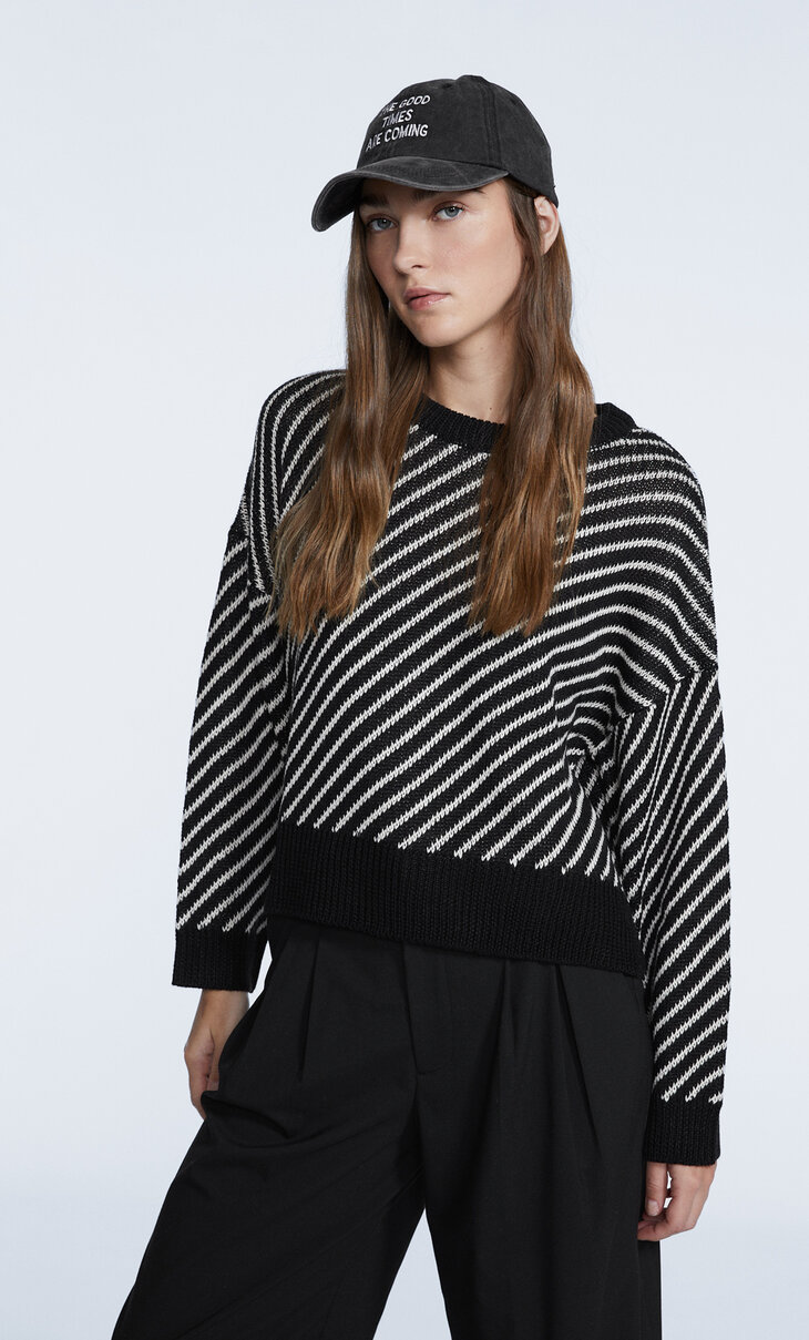 Diagonal stripe sweater