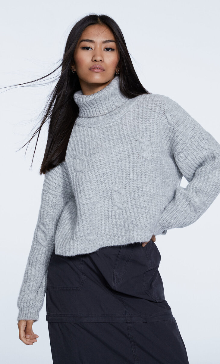 Felted cable-knit jumper