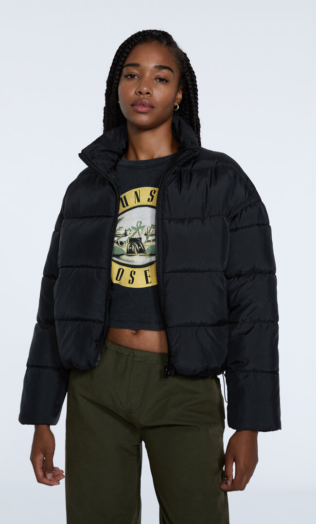 Stradivarius Steppjacke Schwarz S