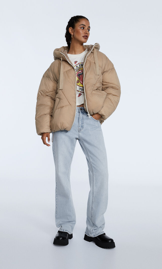 Hooded puffer jacket - Women's fashion 