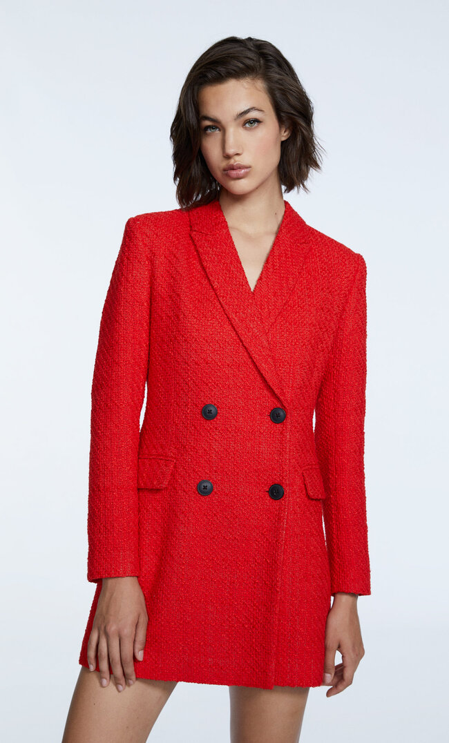 

Stradivarius Blazerkleid Mit Strukturmuster Rot Xl
