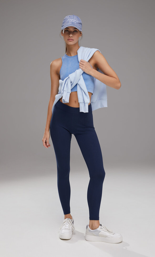 Stradivarius Basic-Sportleggins Blau Xl