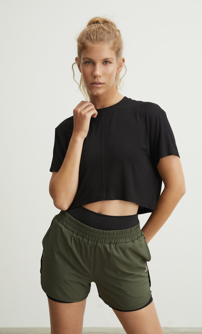 Stradivarius Weiches Sport-Shirt Schwarz L