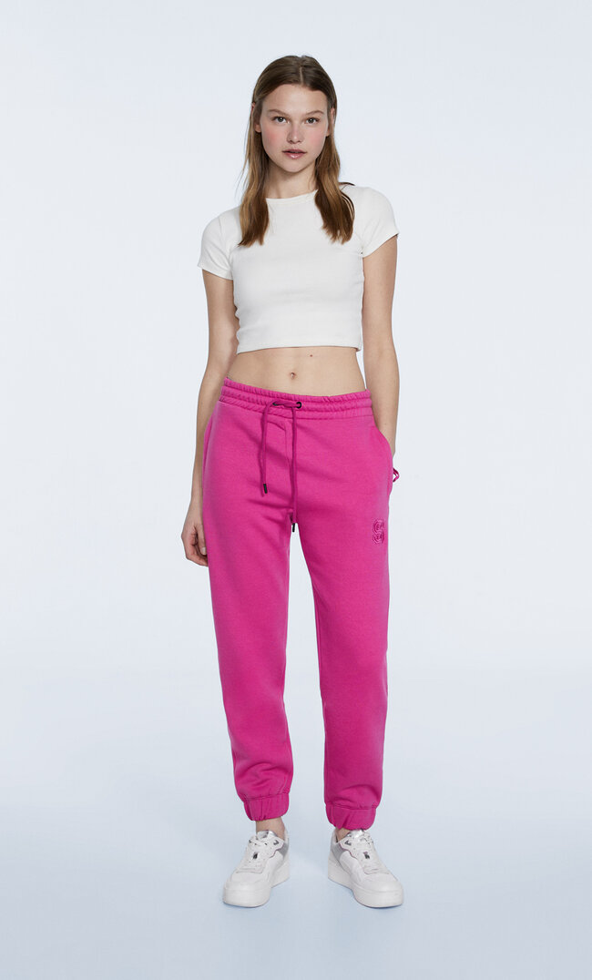 

Stradivarius Jogginghose Mit Hohem Bund Und Aufnäher Fuchsia L