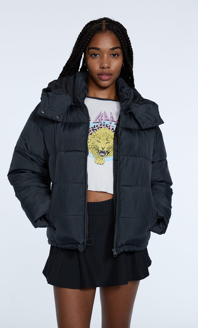 

Stradivarius Steppjacke Mit Abnehmbarer Kapuze Grau S